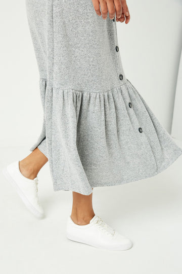 Plus Brushed Knit Button Down Skirt Detail